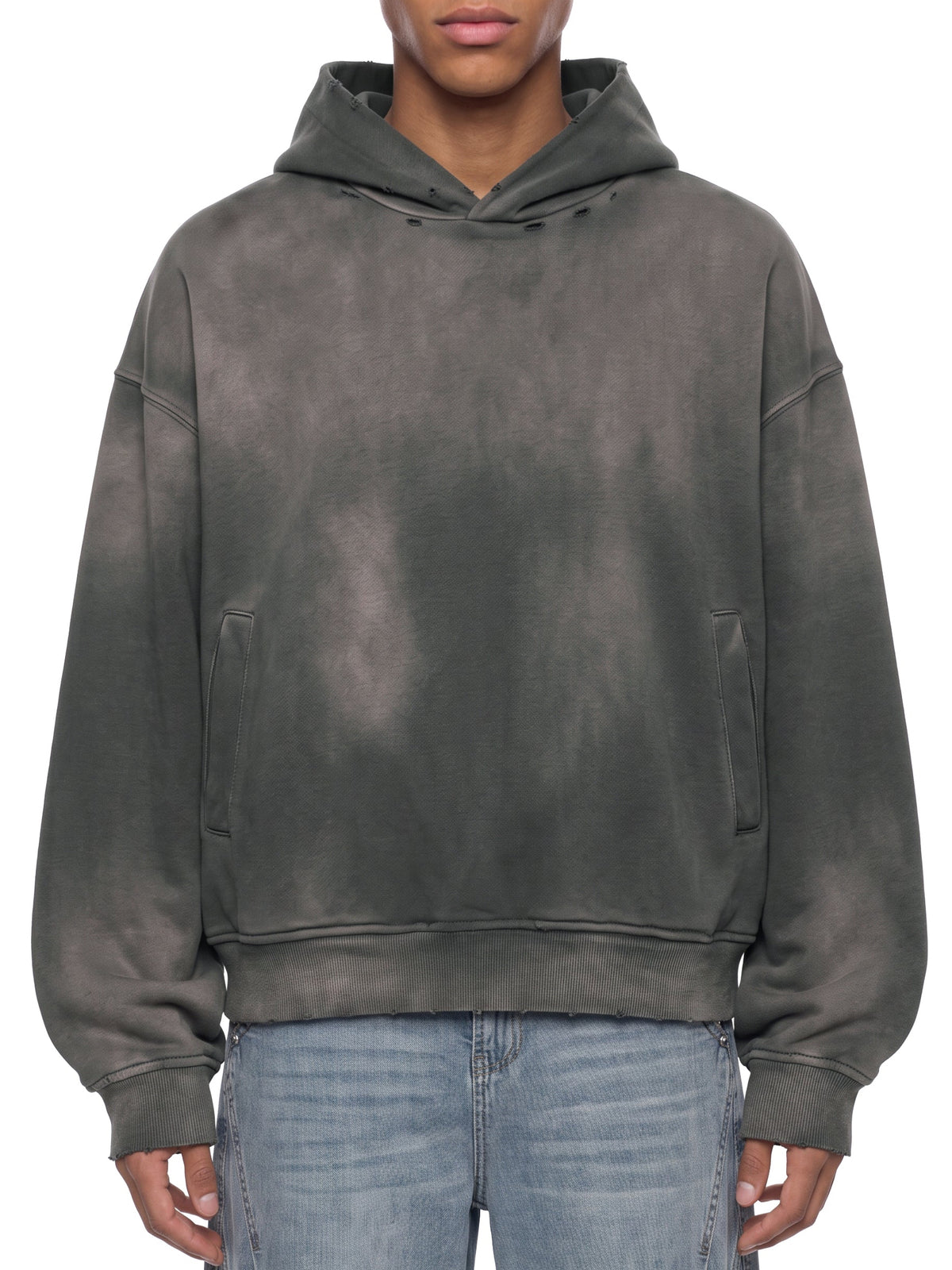 Unisex Sunfade Distressed Boxy Hoodie